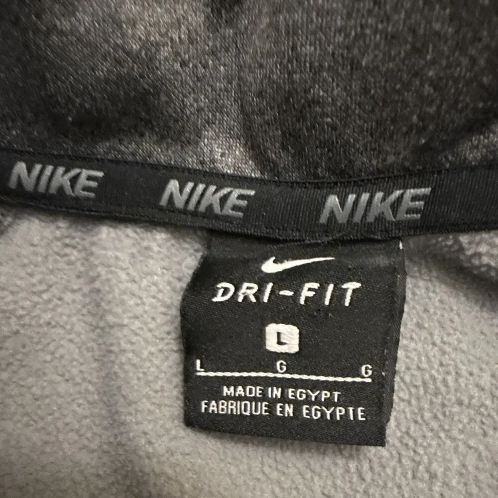 Nike Dri-Fit Pullover Sweater Quarter Zip Up Men’s L Charcoal Gray Made In Egypt